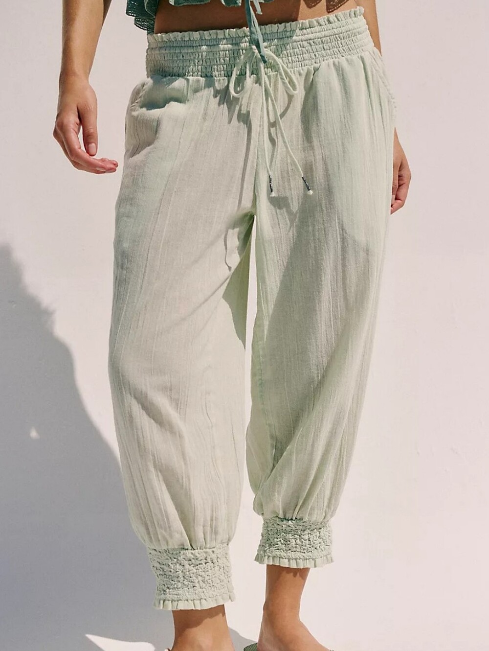 New Free People Smocked Capri Pants